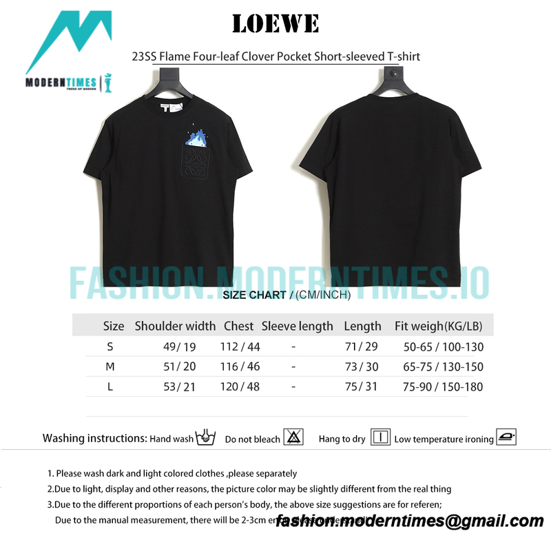Loewe - 23SS Flame Four-leaf Clover Pocket Short-sleeved T-shirt